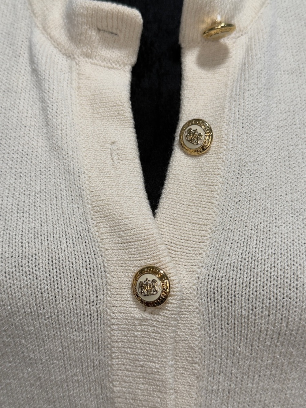 St. John Cream Knit Cardigan with Gold Buttons - Picture 3 of 13
